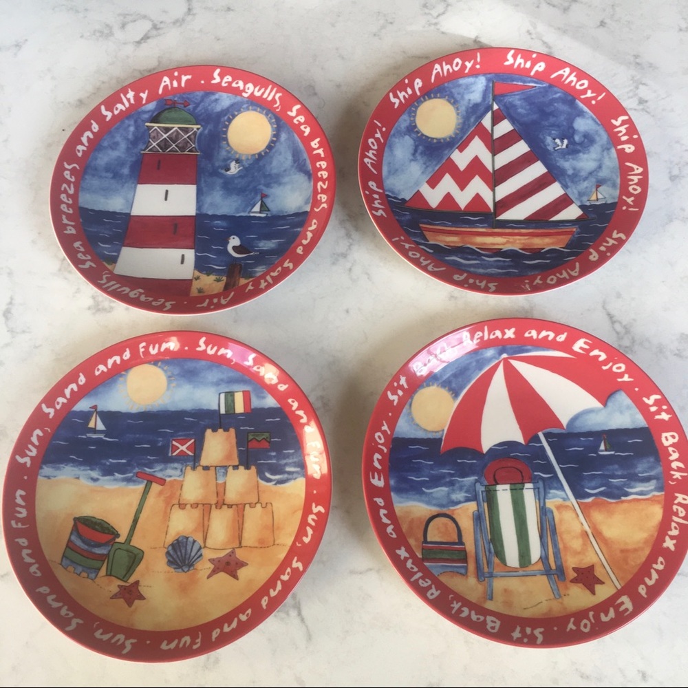 Nautical Beach Themed Appetizer/ Salad Plates